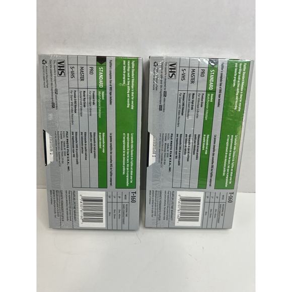 Lot of 2 NEW Fujifilm VHS Tapes 8 Hrs. T-160 EP Mode Sealed Blank VHS Video Tape - Picture 2 of 3